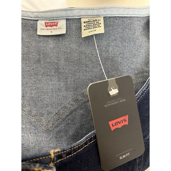 New Levi's Women's Small Veda Denim Dress Scoop Neck NWT Dark Wash S levis - Picture 4 of 7